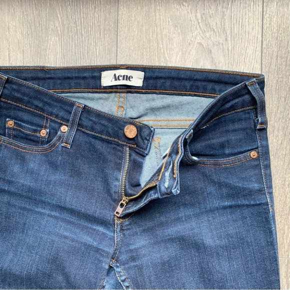 Acne Studios Kex Soft Raw Straight Leg Skinny Jeans Dark Wash Low rise Size 27 - Picture 7 of 15